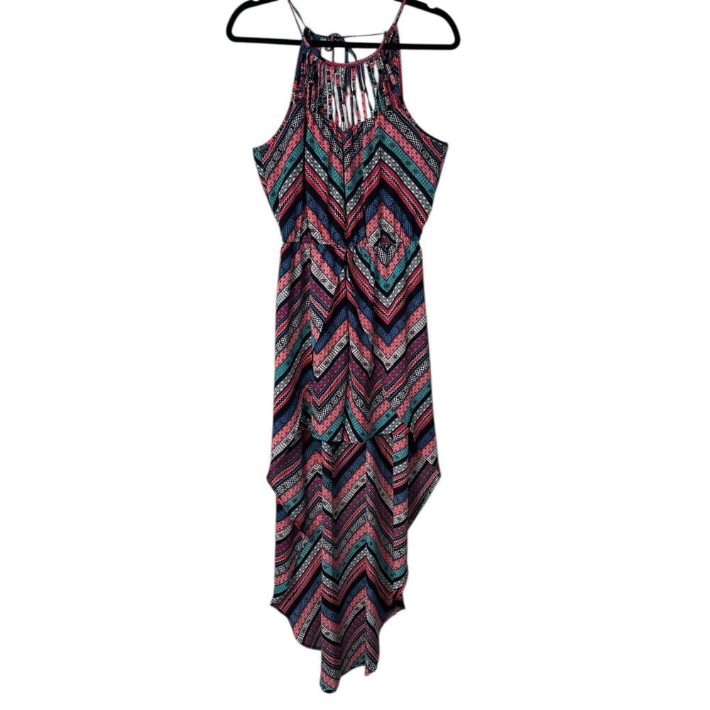 Candies Maxi Romper Small Wavelength High Low Shorts Strappy Caged Neckline